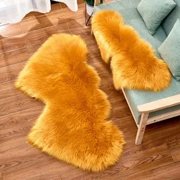 

Bedroom Living Room Double Heart Shaped Fluffy Carpet Floor Mat Soft Plush Rugs Sheepskin Rug Soft Faux Fur Shaggy Area Rug