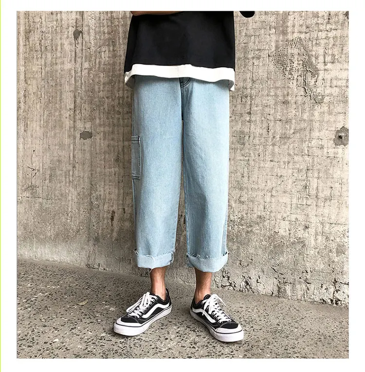 Liketkit мужские джинсы s High Street мужские свободные винтажные джинсовые штаны с боковыми карманами мужские прямые осенние брюки длиной до щиколотки