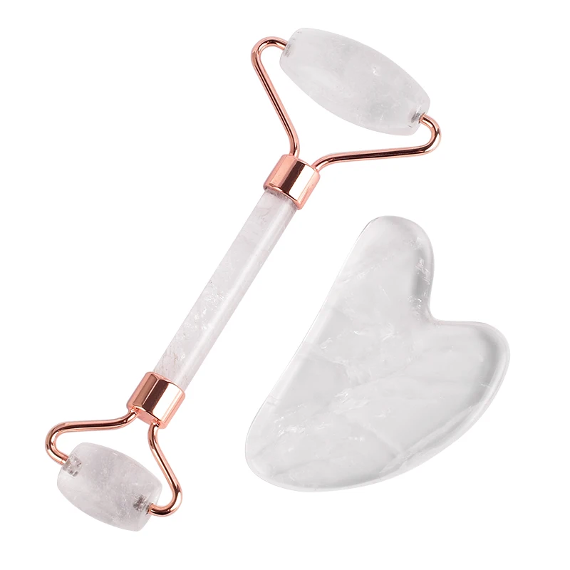 Natural Jade White Crystal Facial Massager Roller type Beauty Scraping Two piece Set To Lift And 2