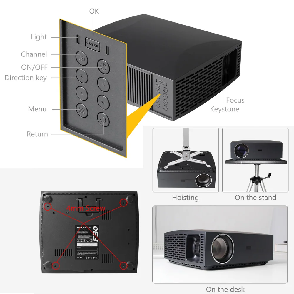 ALSTON F30 F30UP Full HD 1080P проектор 4K 6500 люмен кинотеатр Proyector Beamer Android WiFi Bluetooth HDMI с