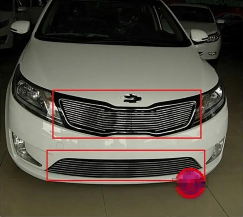 Высококачественная нержавеющая сталь для 2011-2012 KIA Rio/K2 Передняя решетка Вокруг отделки гоночных Грилей