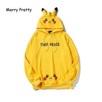 

Women's Cartoon Print Harajuku Hoodies Sweatshirts Cute Hooded Pullovers 2020 New Sweet Style Girl Kawaii Tracksuit MERRY PRETTY
