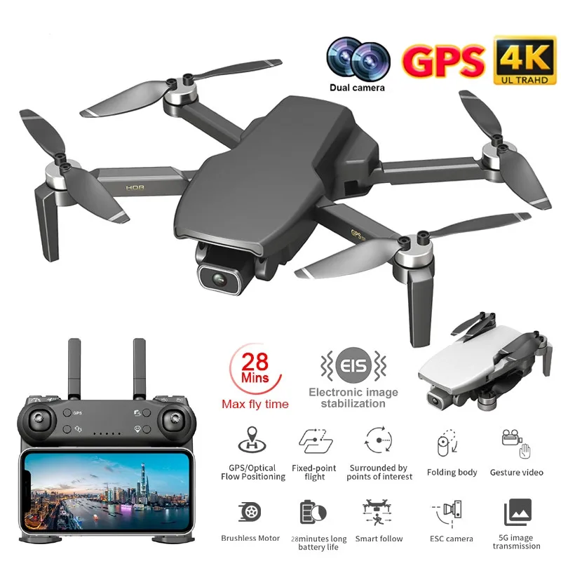 Дрон SG108 4K с двойным GPS и камерой складной бесщеточный профессиональный 1000 м Wi-Fi 28