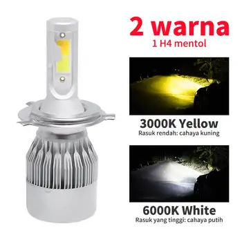 

2PCS C6 H4 LED Headlamp 2 color car Headlight 9003 Fog Light HB2 Fog Lamp 3000K Yellow 6000K White IP67 12V 72W 9600lm