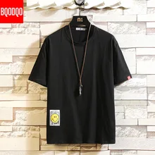 Футболка Мужская модная футболка уличная мужская футболка Повседневная японская летняя футболка с коротким рукавом и круглым вырезом негабаритная хлопковая модная футболка