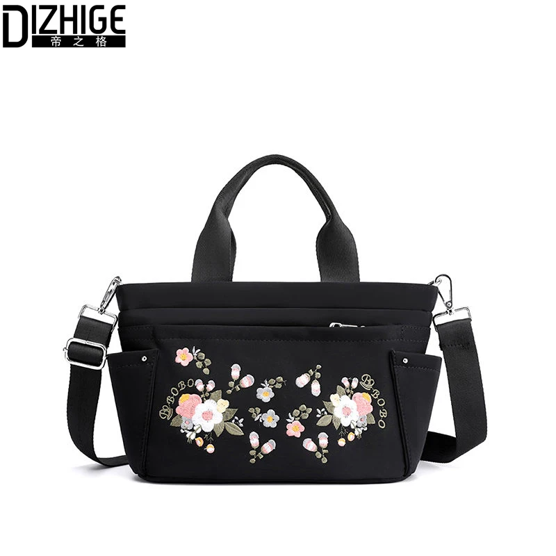 

DIZHIGE 2020 Casual Tote Women Handbag Embroidery Flower Pattern Girls Shoulder Bag Large Capacity Satchel Female Crossbody Bags