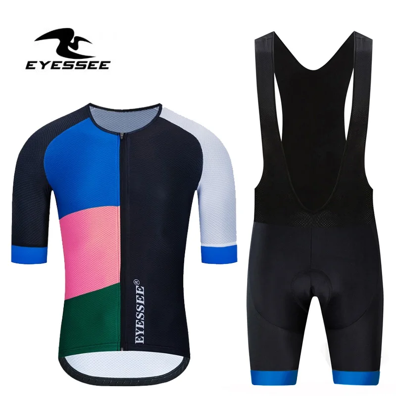 

EYESSEE 2020 Summer Cycling Jersey Set Breathable Team Racing Sport Bicycle Clothing Mens Cycling Clothing Short Bike Clothing