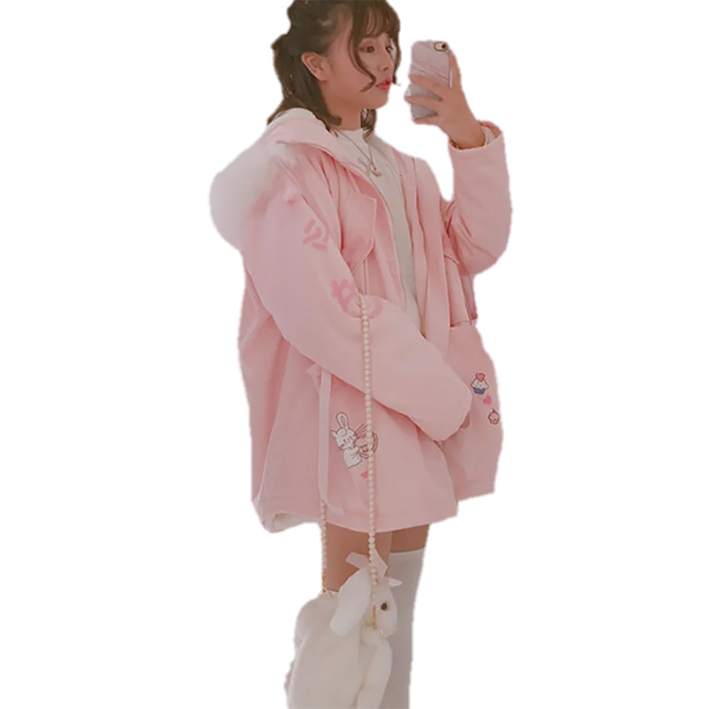 Cute Winter Jacket Coat Pink Harajuku Winter Jacket Pink 2023