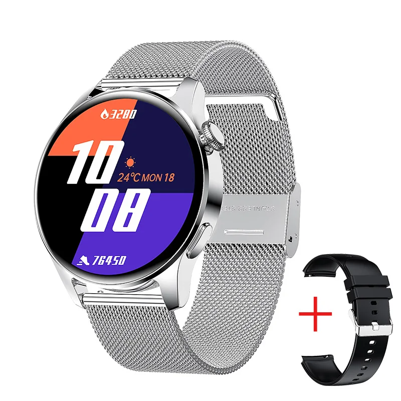2022 New Full Circle Touch Screen Steel Band Luxury Bluetooth Call Men Smart Watch Waterproof Sport Activity Fitness Watch +Box 