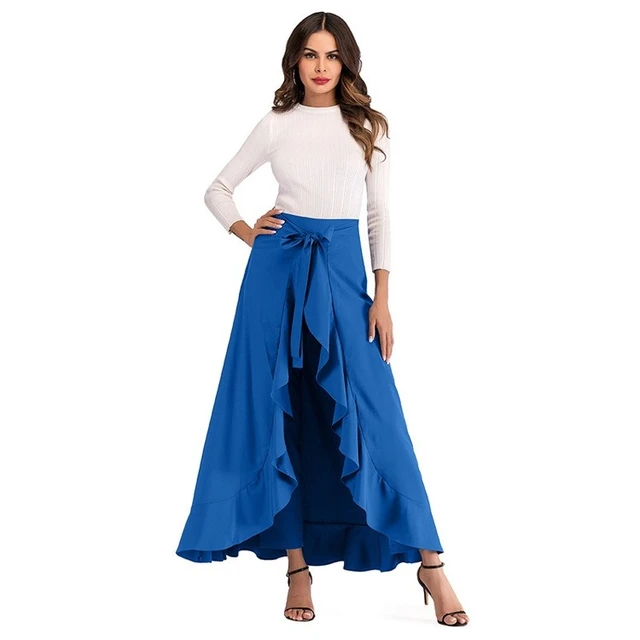 Rápido Desmañado miércoles Falda pantalón de cintura alta estilo inglés mujeres verano arco sólido  Sexy fiesta baile elegante femenino suelta irregular Casual Culottes -  AliExpress