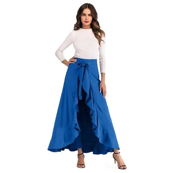 

High Waist England Style Pantskirt Women Summer Bow Solid Sexy Party Dance Elegant Feminino Loose Irregularity Casual Culottes