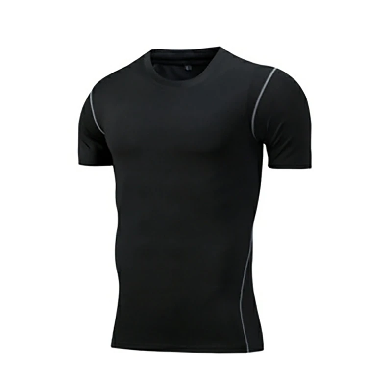 Черная Спортивная одежда для мужчин, футболка для спортзала, фитнеса, Мужская компрессионная футболка с коротким рукавом для бега, Мужская одежда для тренировок - Цвет: B