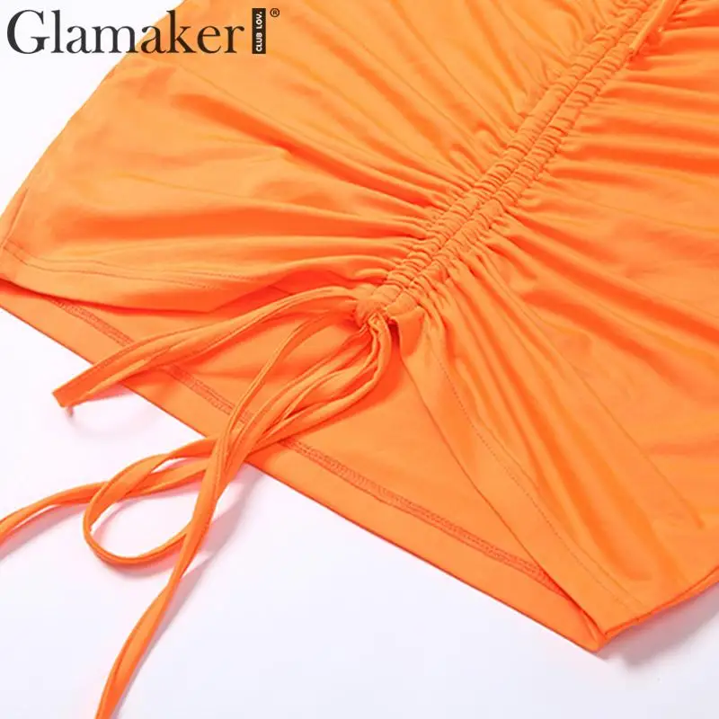 Glamaker, сексуальное облегающее платье на завязках, женское Плиссированное рождественское платье с длинным рукавом, элегантные вечерние платья, модное Клубное платье