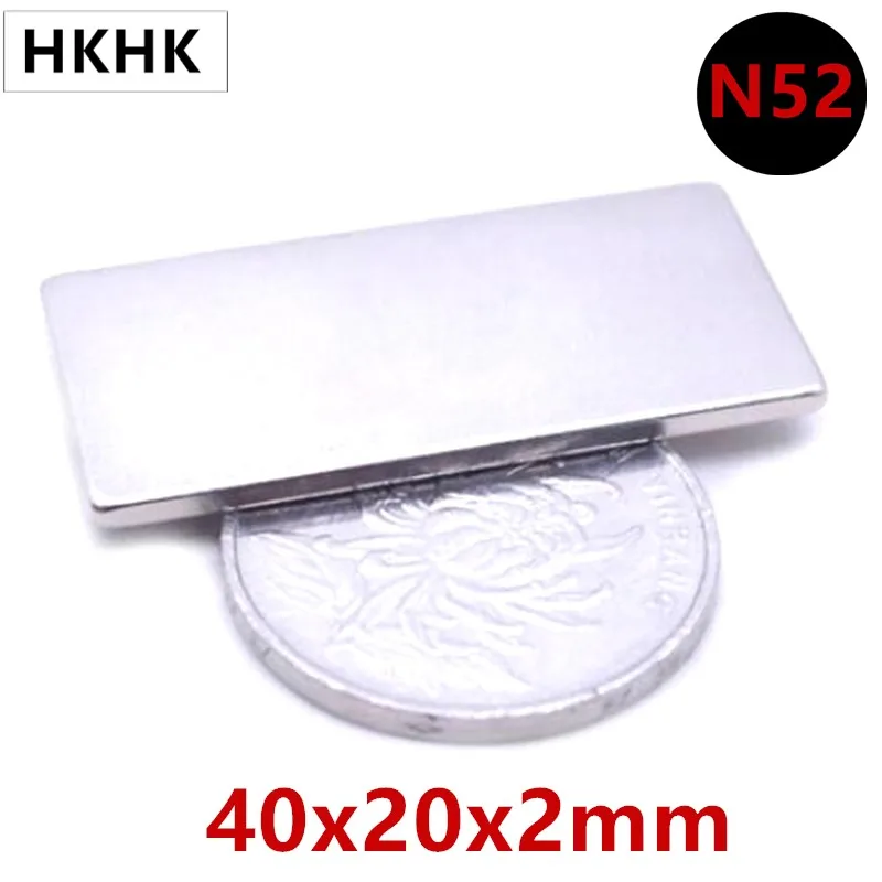 

5-20PCS N52 40x20x2 mm Super Strong Sheet Rare Earth Magnet Thickness 2mm Block Rectangular Neodymium Magnets 40mm x 20mm x 2mm