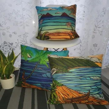 

Hawaii Beach Pop Art Decorative Cotton Linen Cushion Cover 45x45cm For Sofa Chair Pillowcase Home Decor Almofada