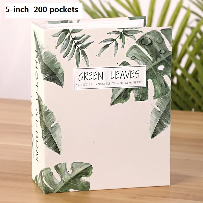 Green Plant Print 5/7-inch Photo Album Memory Book for Wedding Photo Gift Picture Card Collect Holder 100-200 Page Small Albums - Цвет: C  5-inch