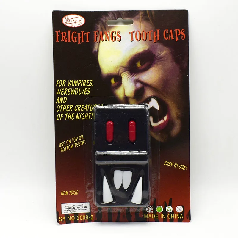 6pcs/set Halloween Cosplay Dentures Zombie Vampire Teeth Fake Blood Capsules Ghost Devil Fangs Props Costume Party Horrific | Игрушки и
