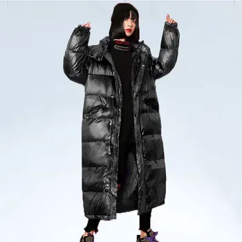

2019 Winter Coat Women Cotton Jacket New Long Down Cotton Outerwear Solid Color Hooded Coat Fashion Thicken Warm Parka Jacket