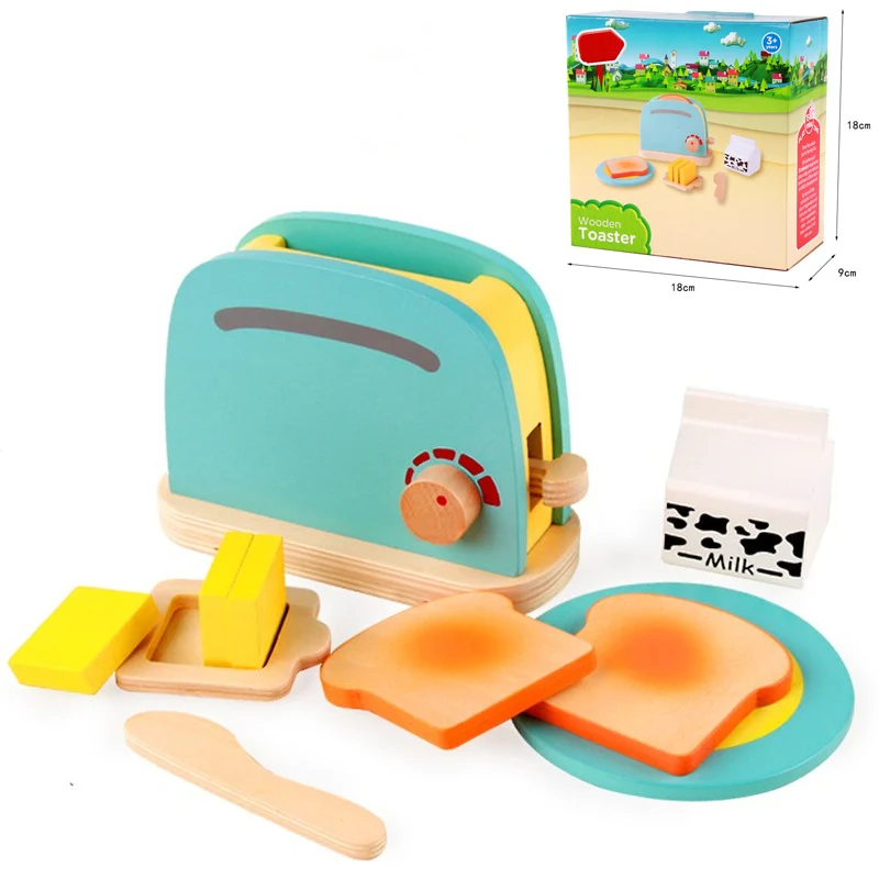bread toaster set C Мать Сад детский деревянный игровой домик игра игрушка Тост Хлеб Тостер деревянные детские кухонные игрушки набор - Цвет: bread toaster set C