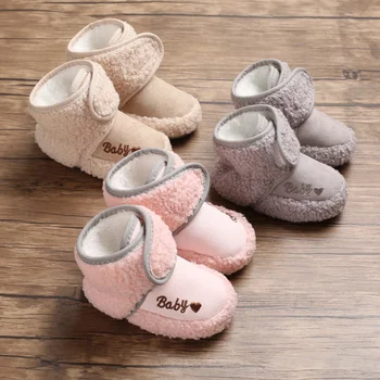 

Baby Booties Boy Girl Shoes Winter Fluff Fur Warm Snow Shoes Cotton Sole Soft Newborns Infant Toddler First Walkers Crib Shoes