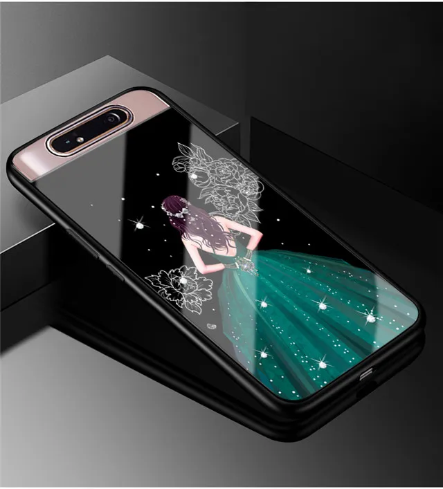 Для samsung Galaxy A80 чехол 6,7 ''закаленное стекло твердая задняя крышка для samsung Galaxy A90 A 80 мягкий чехол для телефона бампер - Цвет: 40