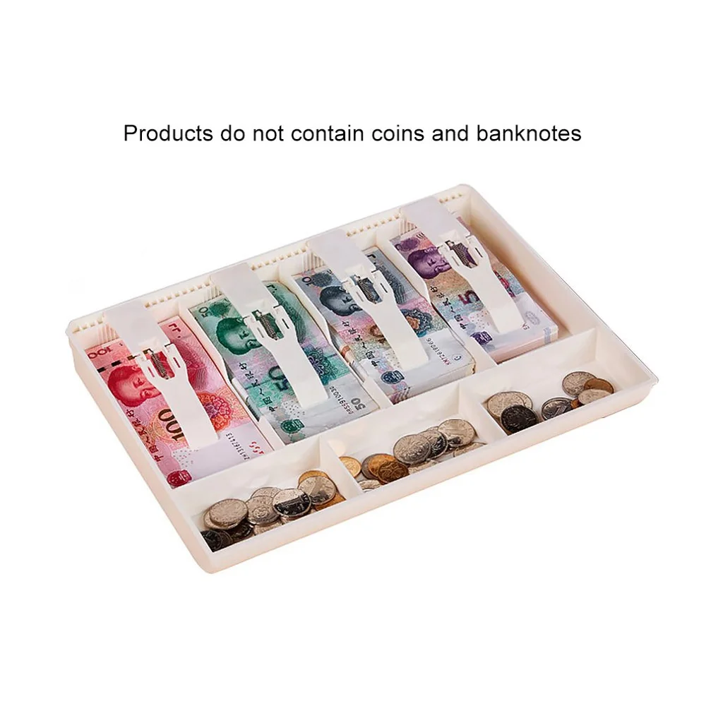 Durable ABS Money Cash Coin Register Insert Tray Replacement Cashier Drawer Storage Cash Register Tray Box Classify Organizer - Color: white