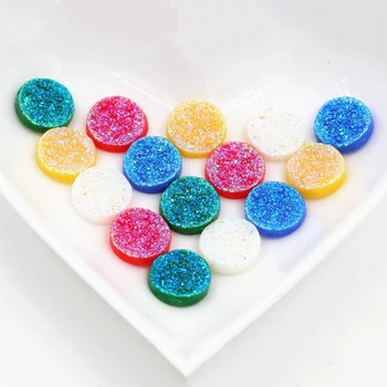 

New Fashion 50pcs/lot 12mm Mix Color Ore Style Flat Back Resin Cabochons Cameo
