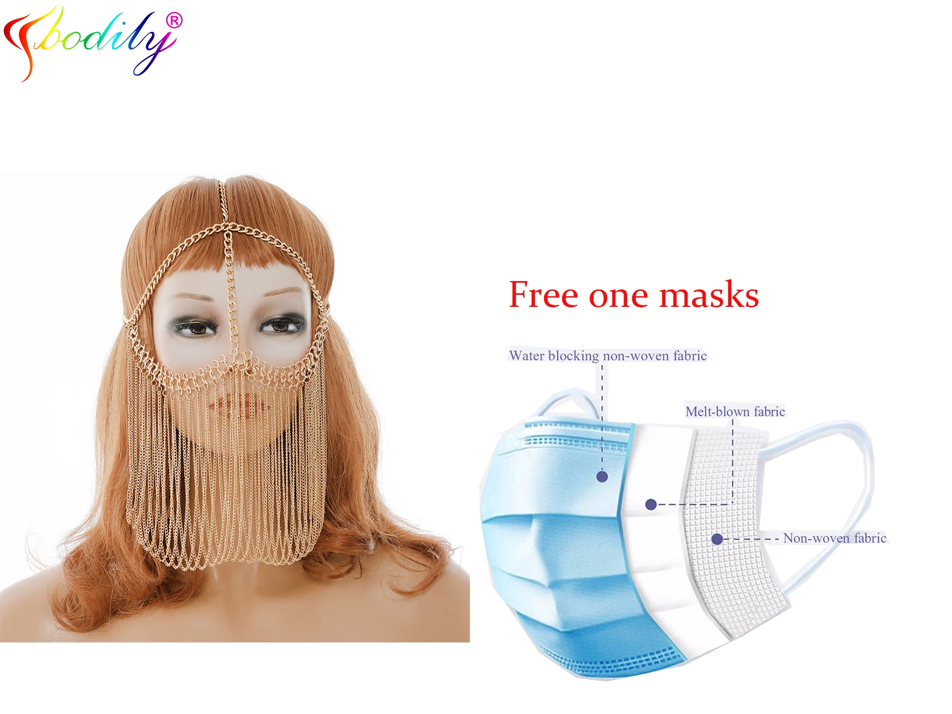 

Ccbodily2020 shiny gem chain club mask summer beach party mask mystery body chain beautiful good quality SA-6