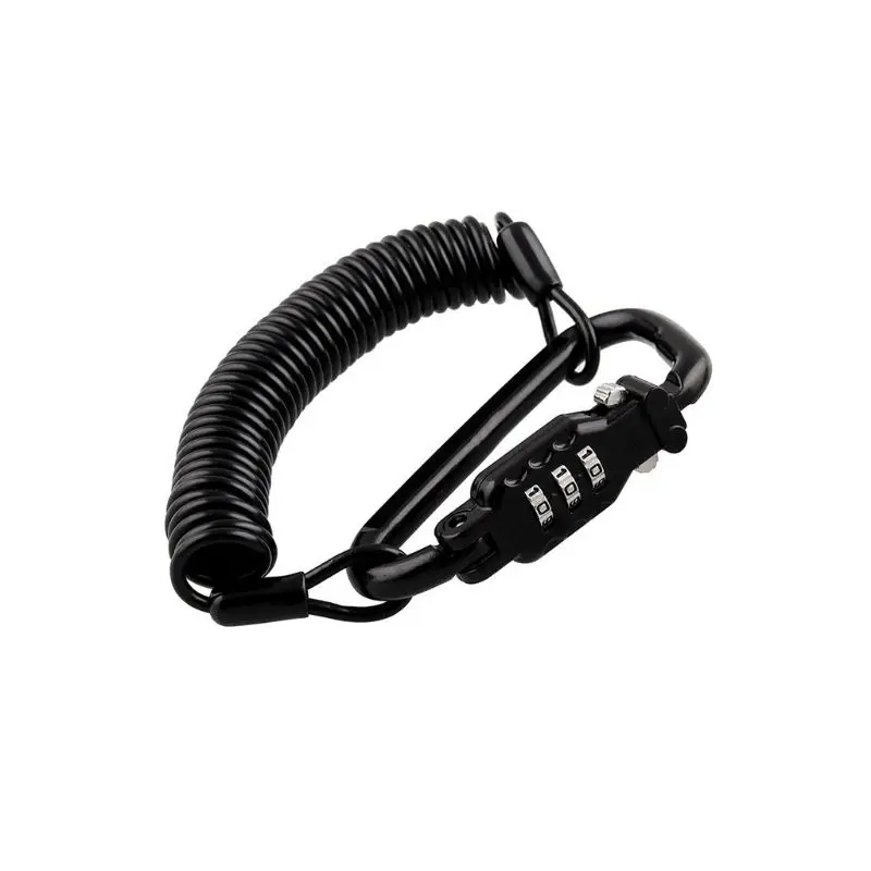 

Tough Motorcycle Helmet Lock with Black Combination Pin Locking Carabiner Device