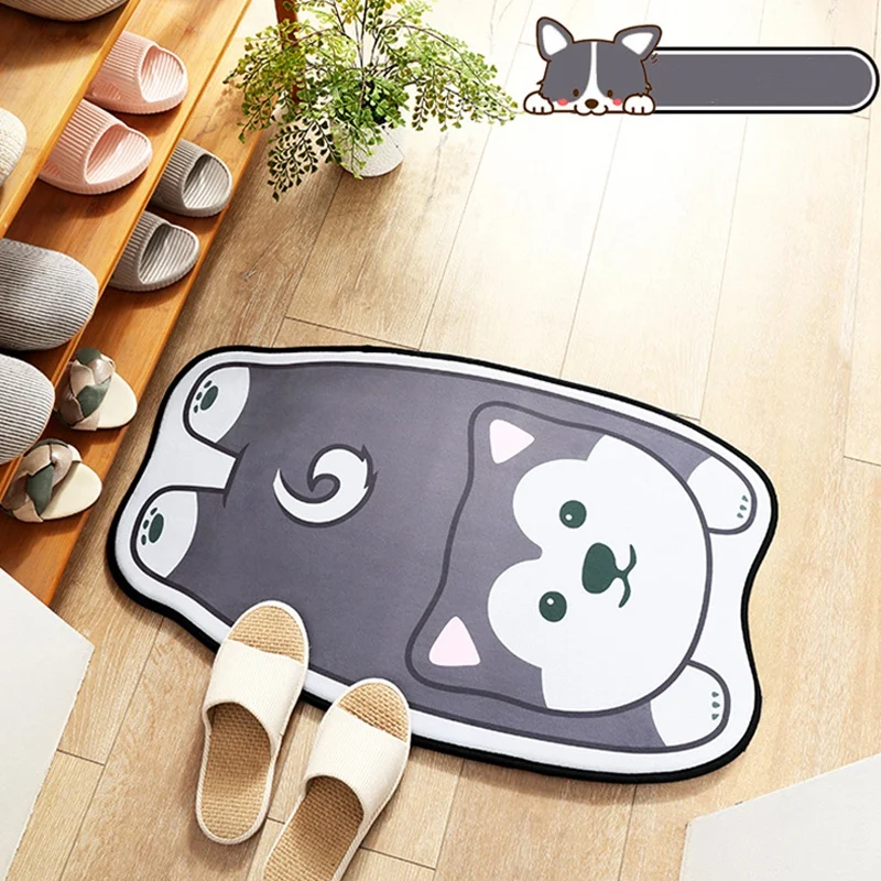 Домашний Комфортный коврик в форме животного, милый мультяшный коврик для ванной комнаты, Противоскользящий коврик, абсорбент для кухни, коврик из серого ацетатного волокна в форме Сибирского Халка