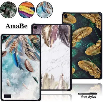

Plastic Tablet Case for Amazon Fire 7 (5/7/9th Gen,2015 2017 2019 Release) with Alexa - Feather Pattern Hard Shell Case Cover