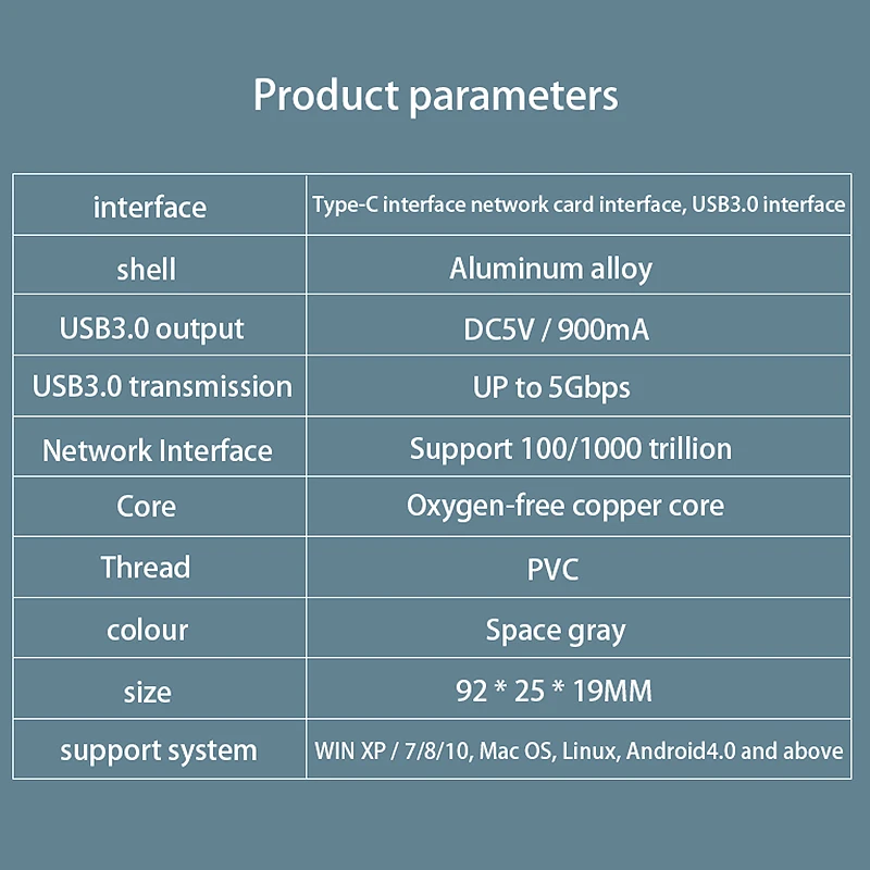 Type C 4 в 1 концентратор 3 порта USB3.0 + интерфейс сетевой карты адаптер гигабитный