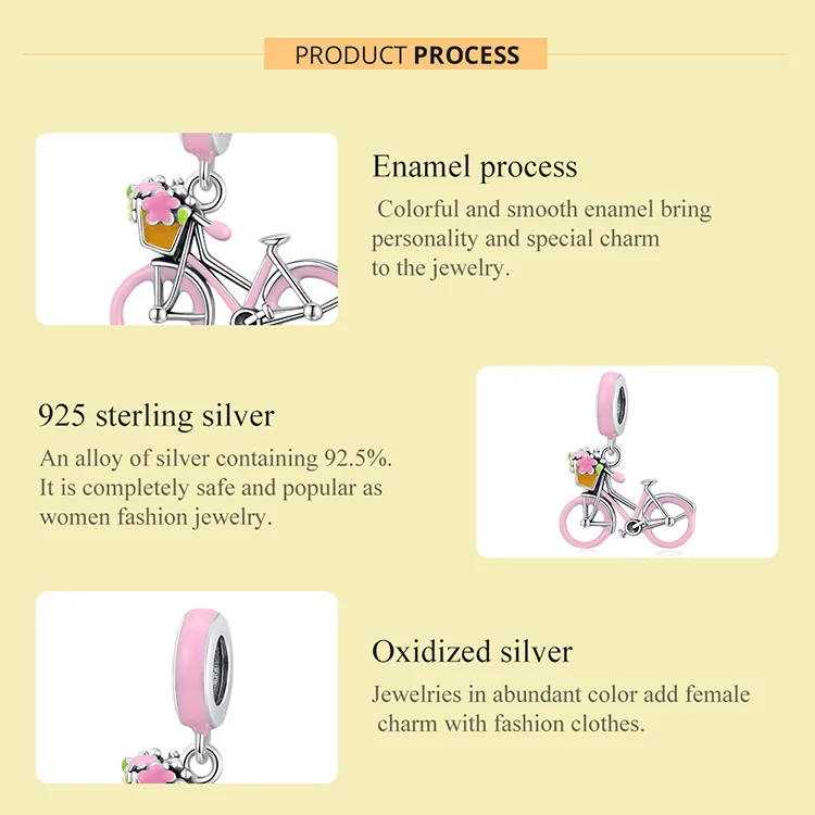 hoop earrings bamoer 925 Sterling Silver Transportation Cartoon Car Key Charm Suv Pink Bicycle Minibus Convertible Bead for Women DIY Jewelry hermes bracelet