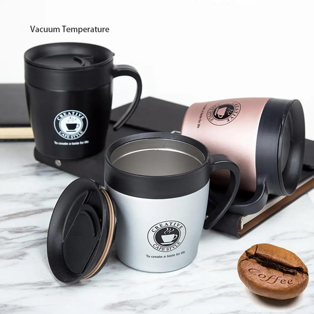 buy Coffee Mug Vacuum Cup Thermos Stainless Steel Insulated Water Cups Tumbler With Handle Lid And Mixing Spoon Office