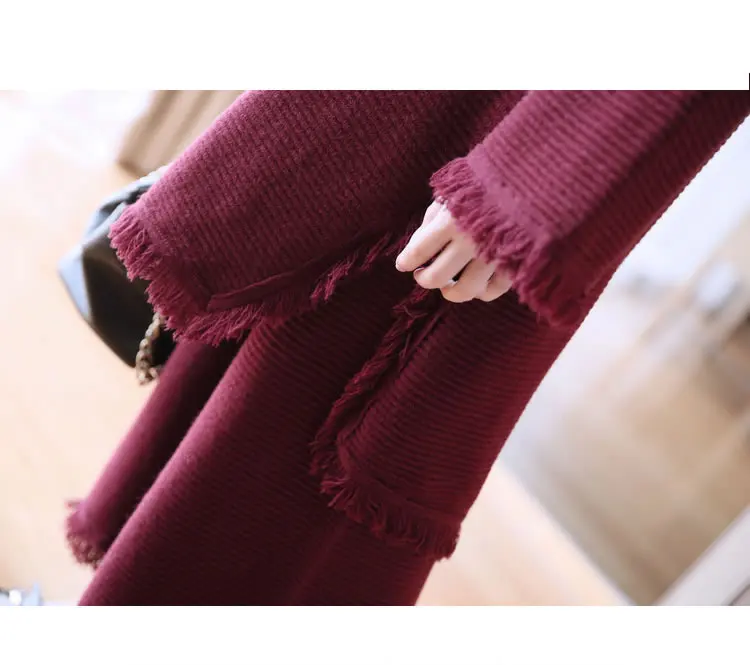XITAO/женский комплект 2 шт. с кисточками; Модный вязаный Топ; элегантные штаны с эластичной резинкой на талии; Осенние новые корейские брюки; GCC1205