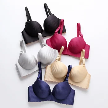

Frameless Beauty Back bra 3/4 Cup Gathered Women Underwear Stripe Smooth One-piece Steel-free Gathered Thin Palm Pad Bra