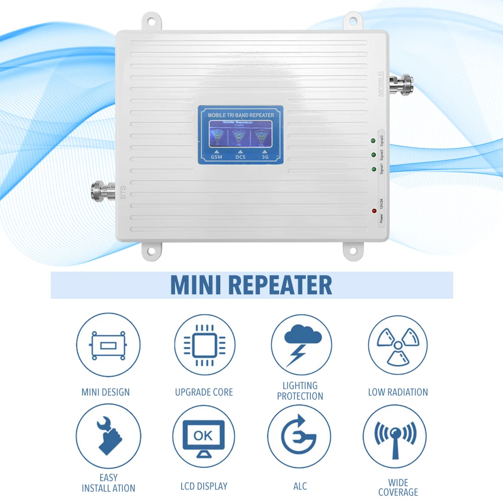 Трехдиапазонный усилитель 110 220 В 900 1800 2100 GSM DCS WCDMA 2G/3G/4G LTE универсальный сигнала