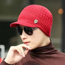 Мужская шапка-берет, теплая, мешковатая, вязанная крючком, зимняя, шерстяная, вязаная, одноцветная, лыжная шапка, шапка с утиным язычком, бейсболка, Czapka Zimowa chlopec