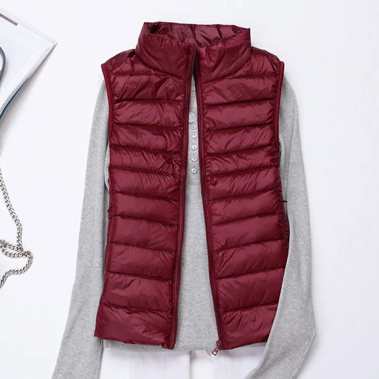 Coats Winter Women Down Vest Fashion Female Sleeveless Vest Jacket Warm Down Jacket Plus Size Women Sleeveless Jackets Autumn - Цвет: Бургундия