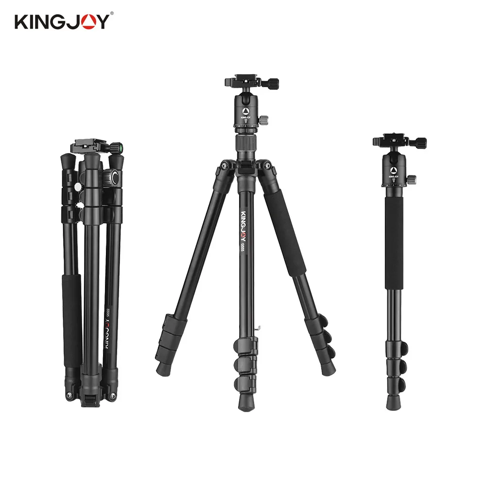 Kingjoy G555+ G0 алюминиевый сплав дорожный штатив съемный монопод с панорамной шаровой головкой флип-пряжка дизайн для DSLR камер