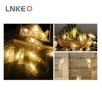 

LNKEO LED Card Picture Photo Clips Pegs Bright String Light Wedding Party Valentine's Day Decoration