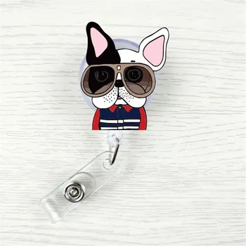 

Cartoon animal cat dog pet Mini Retractable Badge Cute Cartoon Cow Lanyards ID Name Card Badge Holder Clip Student Badge Holder