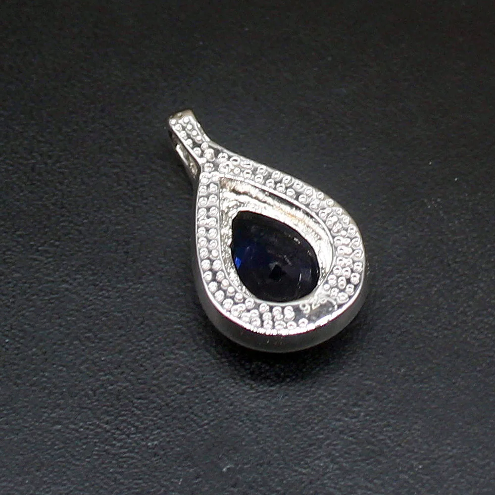 Gemstonefactory Jewelry Big Promotion 925 Silver White Opal Teardrop Sapphire Women Ladies Gifts Necklace Pendant 20214517