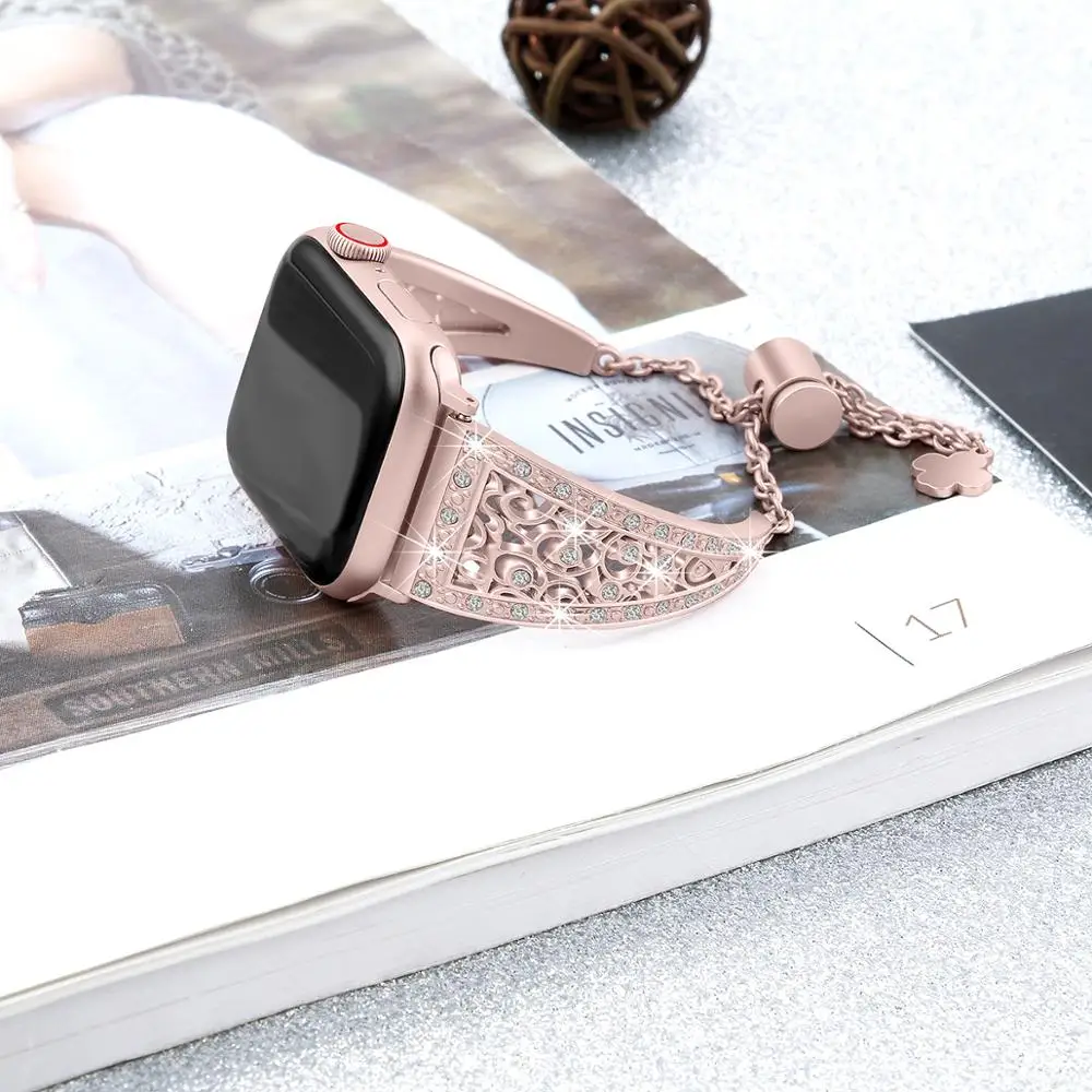 Роскошный ремешок для часов для Apple Watch, ремешок для женщин, бриллиантовые Стразы, сменный ремешок, браслет, браслет для Apple Watch, полосы для девочек