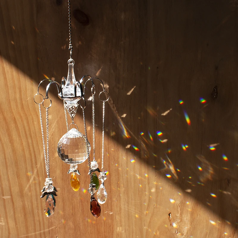 H& D стекло кристалл Радуга ангел орнамент чакра Висячие Suncatcher декор домашнего окна вешалка с крючком Рождество украшения