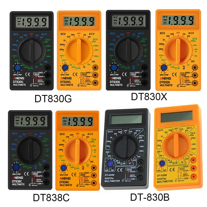 

LCD Digital -830B Yellow Voltmeter Ohmmeter Ammeter Multimeter Handheld Tester DT830B AC DC home tester