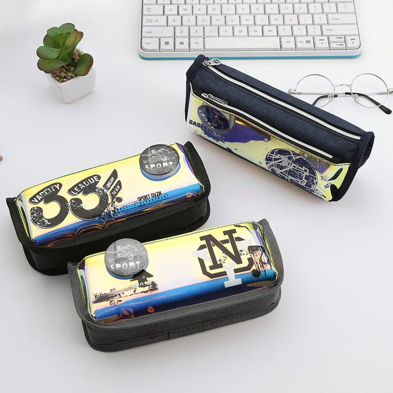 

TOPSTHINK Stationery bag Cool sport dazzling Pencil front surface school supplier fabric&PVC pencil case for boy