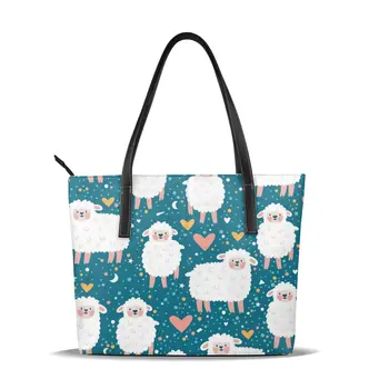 

PU Leather Handbags Cute Sheep Heart Star And Dots Women Bag Casual Female Bags Trunk Tote Shoulder Bag Ladies