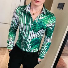 Chemise homme manche longue, британский стиль, полосатая рубашка, Мужская Уличная одежда, цифровой принт, мужские повседневные рубашки, облегающие Клубные смокинги, 3xl