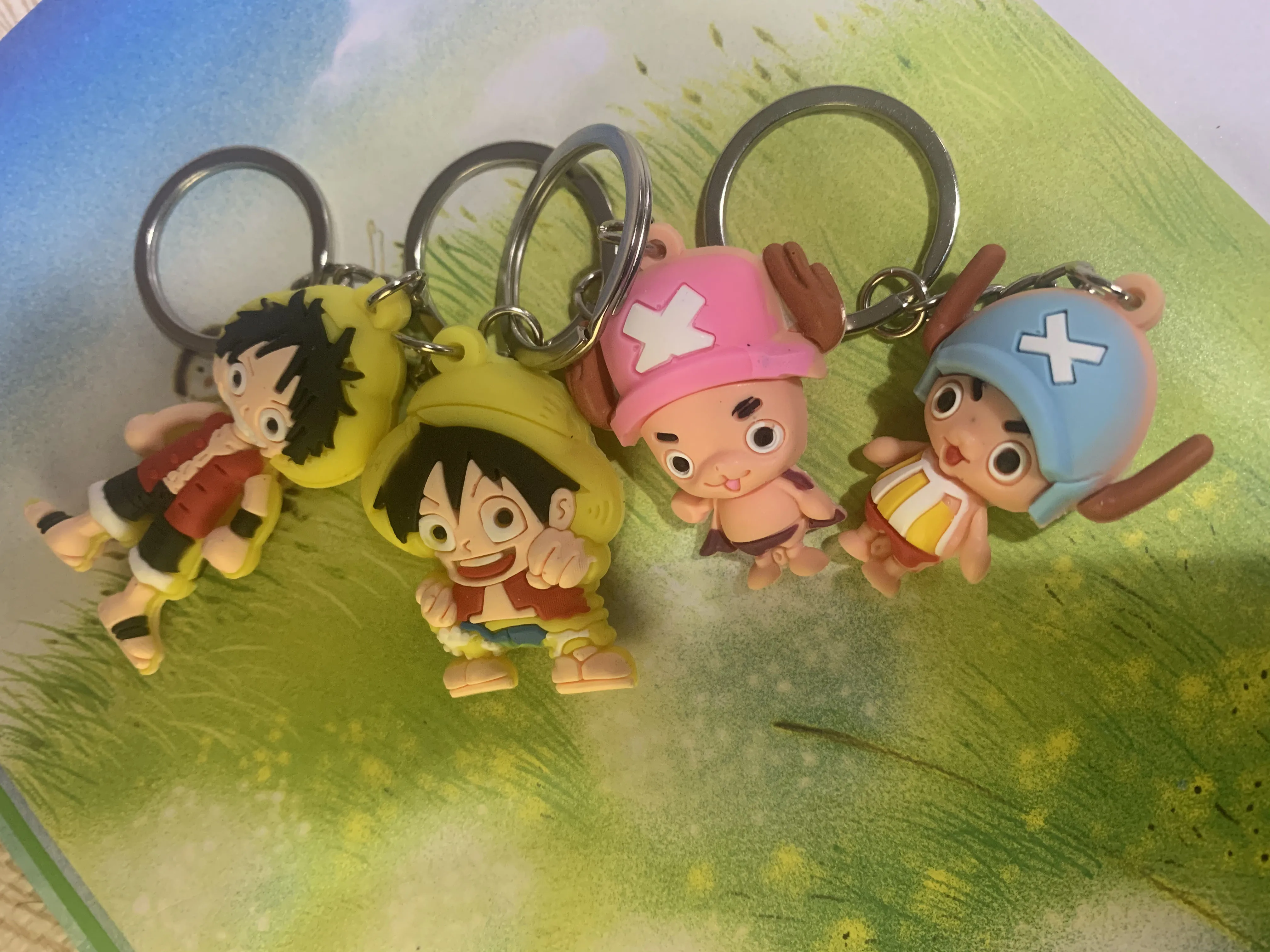 Аниме Одна деталь 3D брелок PVC Моделя с хорошим спросом key Finder кольца игрушки Луффи
